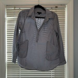 J. Crew Blue and White Striped Blouse